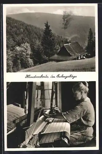AK Handweberin im Eulengebirge