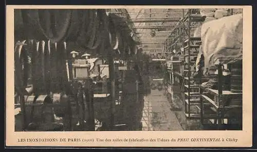 AK Paris, Les inondations de 1910, Usine de Pneu Continental à Clichy inondée