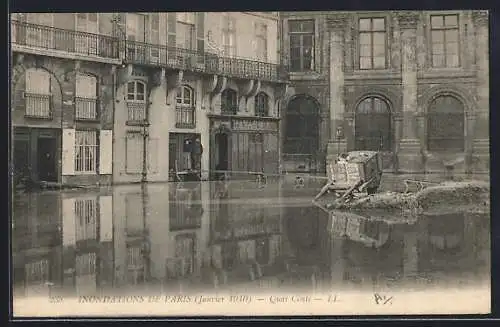 AK Paris, Inondations de janvier 1910 au Quai Conti