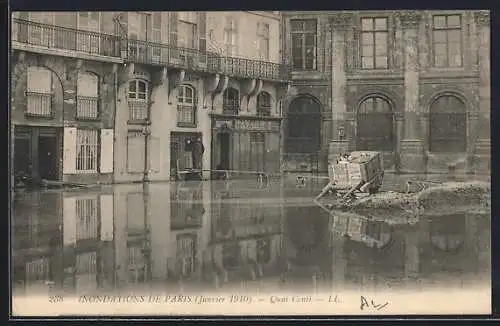 AK Paris, Inondations de janvier 1910, Quai Conti inondé
