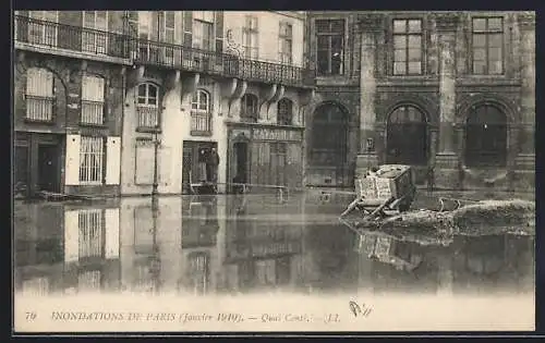 AK Paris, Inondations de janvier 1910 au Quai Conti