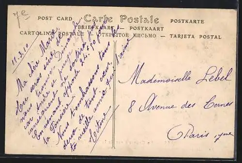 AK Paris, La Grande Crue de la Seine 1910, embarcations et passerelles Rue Belliard