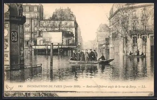 AK Paris, Inondations 1910, Boulevard Diderot angle de la rue de Bercy