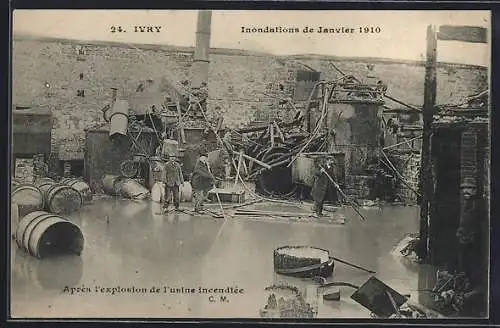 AK Ivry, Après l`explosion de l`usine incendiée, Inondations de Janvier 1910
