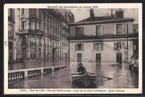 AK Paris, Souvenir des Inondations de Janvier 1910, Rue de Lille et environs inondés