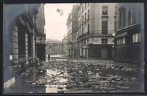 AK Paris, Inondation de la Rue de Bourgogne lors de la crue de 1910