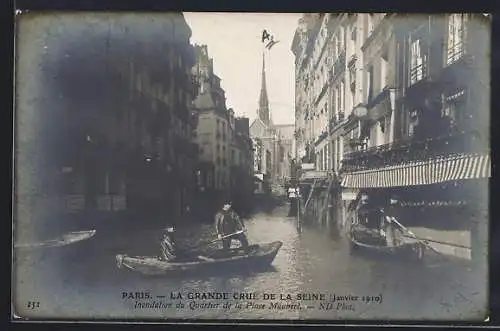 AK Paris, Inondation du Quartier de la Place Maubert lors de la grande crue de la Seine 1910