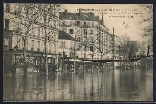AK Paris, Inondation 1910, Boulevard Diderot et Carrefour Charonne inondés