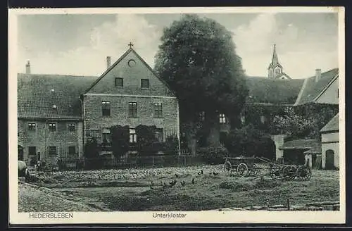 AK Hedersleben / Wegeleben, Unterkloster mit Kirche im Hintergrund