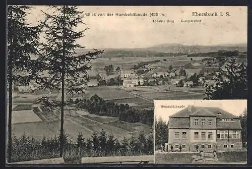 AK Ebersbach / Sa., Blick über den Ort von der Humboldtbaude mit Löbauer Berg