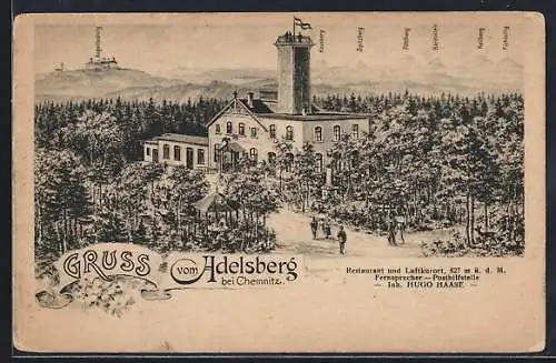 AK Adelsberg / Chemnitz, Partie am Adelsbergturm