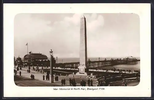 AK Blackpool, War Memorial & North Pier