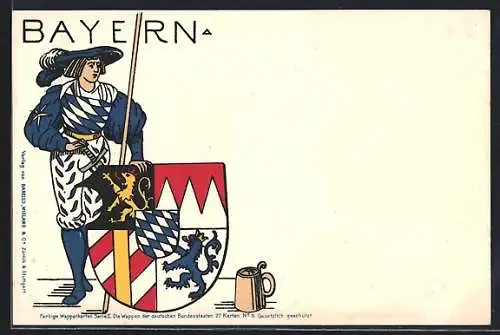 Lithographie Wappen der deutschen Bundesstaaten, Bayern