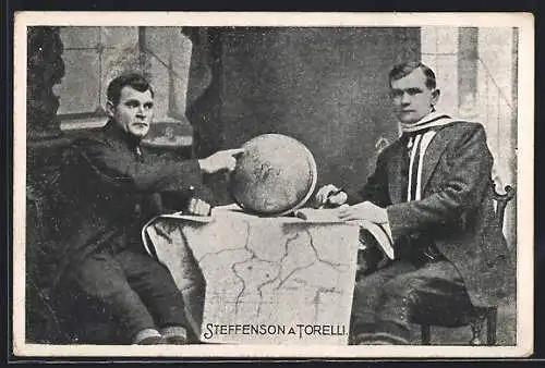 AK Weltreisende Steffenson und Torelli mit Globus