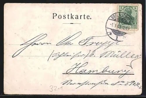 AK Anton Hanslian, Zu Fuss rund um Europa 1900-1902, Einzelportrait, Portrait mit Familie