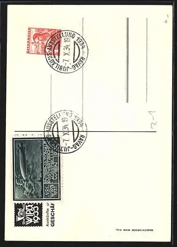 AK Wien, Internationale Postwertzeichen-Ausstellung 1933, Blauer Hintergrund