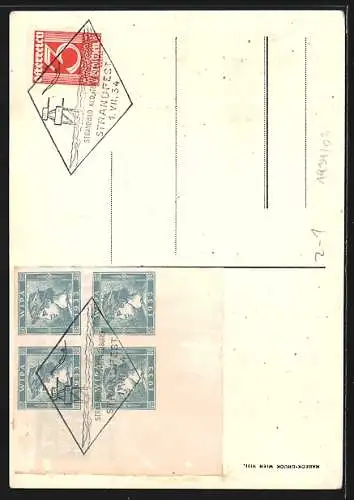 AK Vienne, Exposition Internationale Philatelique 1933, Briefmarkenförmiges Plakat mit Posthorn