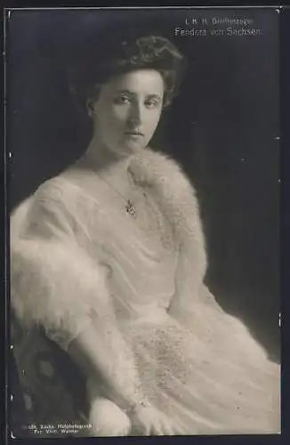 AK Grossherzogin Feodora von Sachsen, Portrait als junge Dame