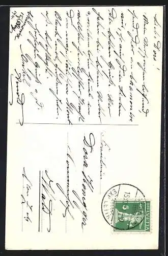 AK Argentière, Vue générale et le Mont-Blanc