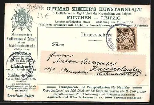 AK Silthal, Landschaftspanorama mit Fluss und Bergen, Ottmar Zieher`s Kunstanstalt