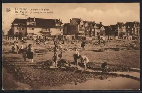 AK La Panne, La digue et la plage