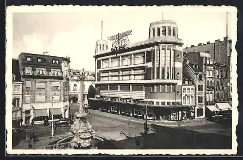 AK Verviers, Place Verte, Fontaine et grand Bazar