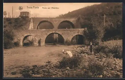 AK Trois-Ponts, Pont sur l`Amblève mit Kindern