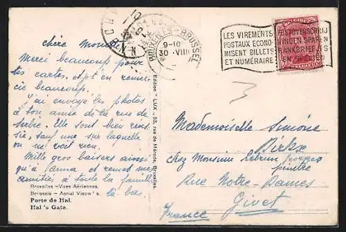 AK Bruxelles, Vue Aèrienne, Porte de Hal