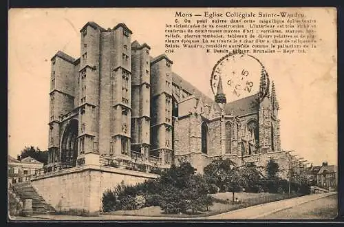 AK Mons, Eglise Collégiale Sainte Waudru