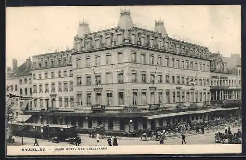 AK Bruxelles, Grand Hotel des Boulevards, Strassenbahn