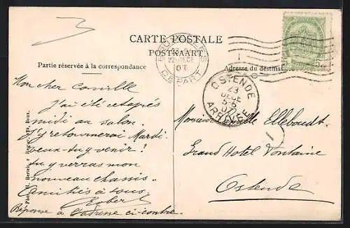 AK Bruxelles, Grand Hotel des Boulevards, Strassenbahn