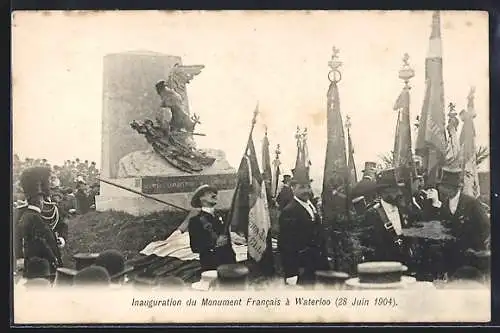 AK Waterloo, Inauguration du Monument Francais 1904