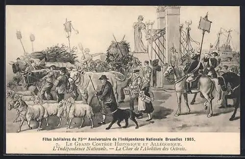 Künstler-AK Bruxelles, Fêtes Jubilaires du 75. Anniversaire de l`Indépendance Nationale 1905