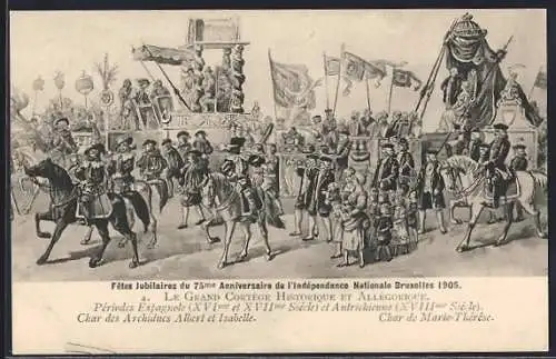 Künstler-AK Bruxelles, Fêtes Jubilaires du 75me Anniversaire de l`Independance Nationale Bruxelles 1905