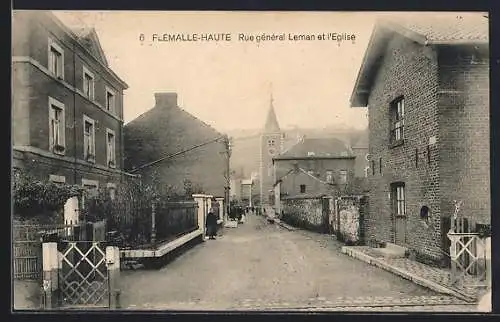 AK Flemalle-Haute, Rue general Leman et l`Eglise