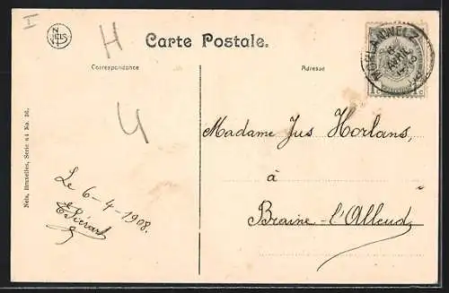 AK Morlanwelz, Station et passerelle, Dans le fond, la Crêche et la Maternité