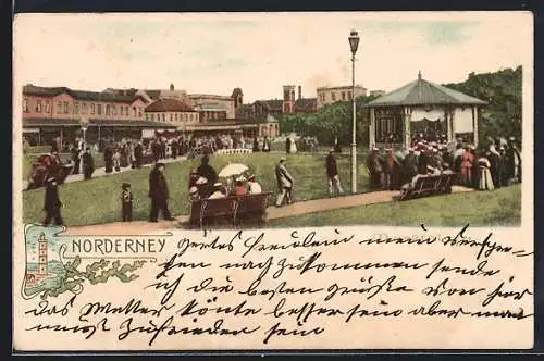 AK Norderney, Park mit Pavillion