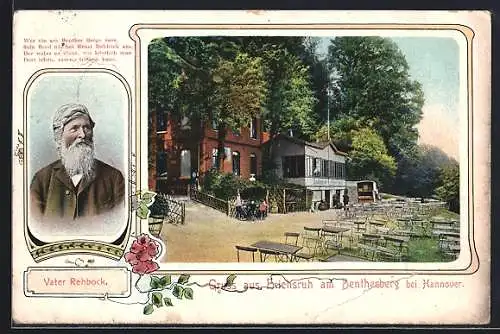 AK Benthe, Vater Rehbock, Terrasse der Gaststätte Erichsruh am Bentherberg
