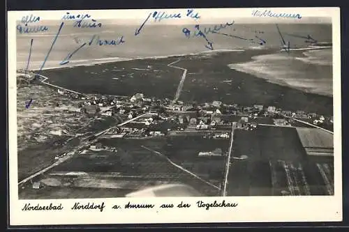 AK Norddorf /Amrum, Der Ort aus der Vogelschau
