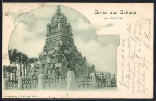 AK Grünau, Blick auf das Sport-Denkmal