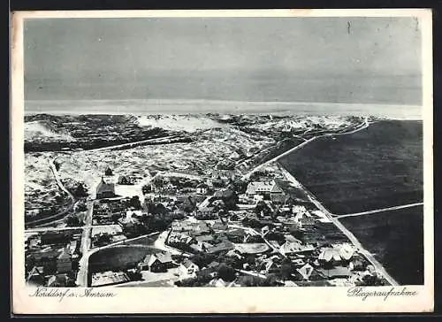 AK Norddorf / Amrum, Teilansicht mit Dünenlandschaft, Fliegeraufnahme