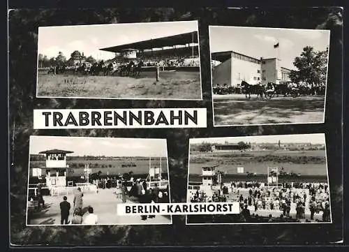 AK Berlin-Karlshorst, Trabrennbahn, Zuschauer beim Pferderennen