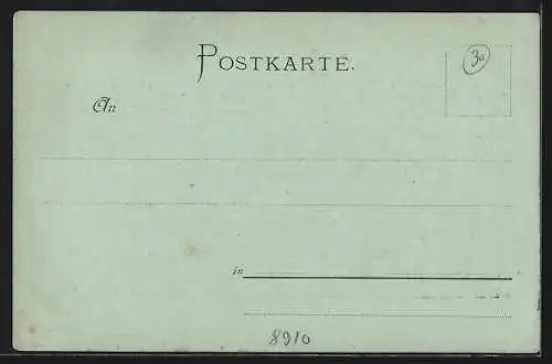 Mondschein-AK Landsberg a. Lech, Blick auf den Ort mit Grünanlagen