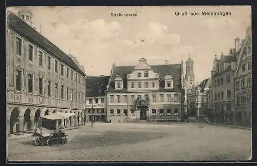 AK Memmingen, Strassenpartie mit Gasthof und Geschäften