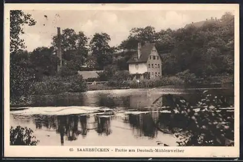 AK Saarbrücken, Partie am Deutsch-Mühlenweiher