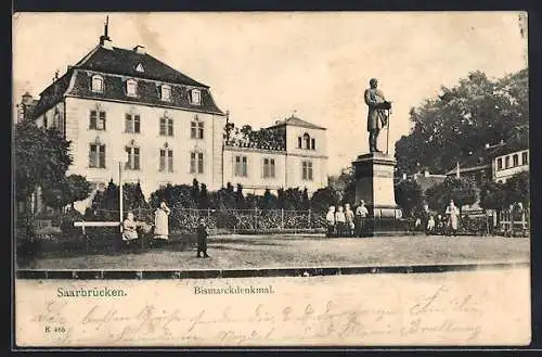 AK Saarbrücken, Teilansicht mit Bismarck-Denkmal