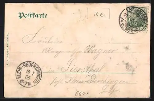 AK Saarbrücken, Teilansicht mit Bismarck-Denkmal