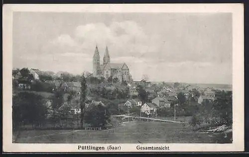 AK Püttlingen /Saar, Blick auf den Ort mit Kirche