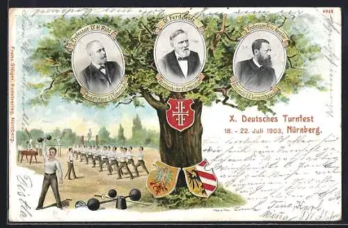 AK Nürnberg, X. Deutsches Turnfest 1903, Prof. Dr. H. Rühl, Dr. Ferd. Götz