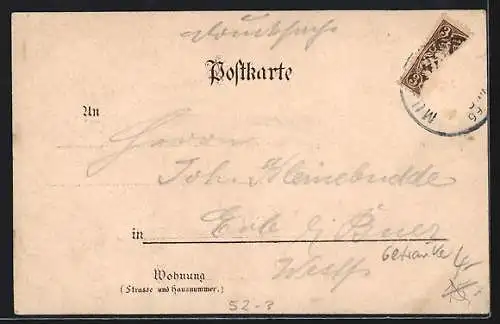AK München, Das Münchner Kindl mit einem vermenschlichten Bierkrug, Neujahrskarte